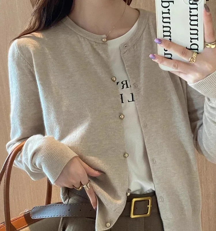 Cárdigan de punto liso con botones para mujer