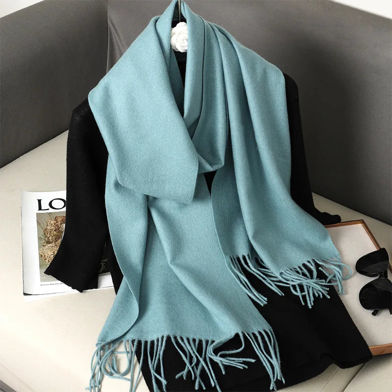 Bufanda de invierno lisa tacto cachemira