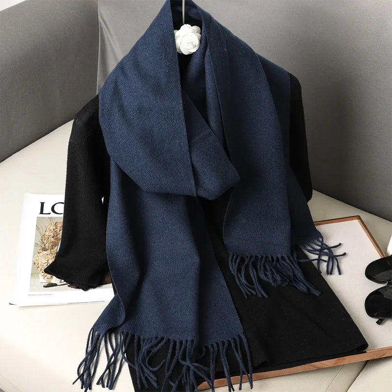 Bufanda de invierno lisa tacto cachemira