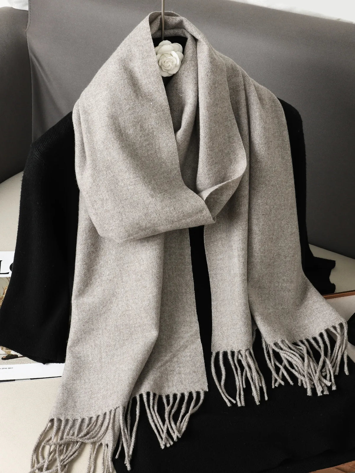 Bufanda de invierno lisa tacto cachemira