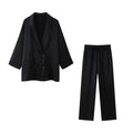 Traje de blazer cruzado y pantalón ancho