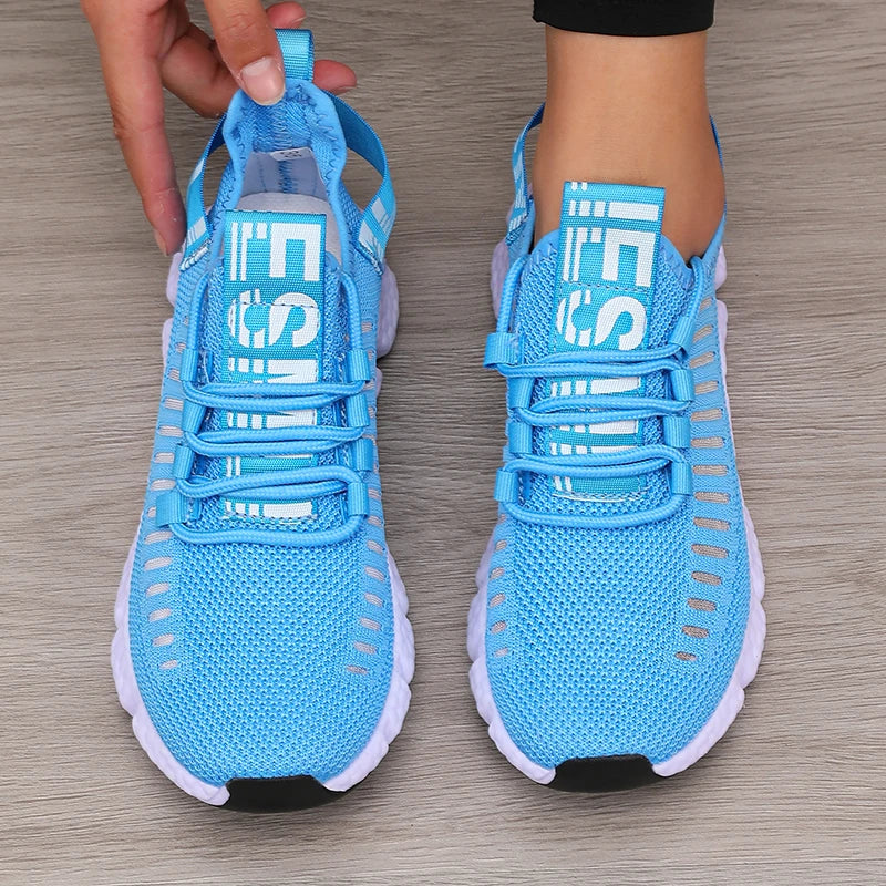 Zapatillas deportivas de malla con suela blanda para mujer