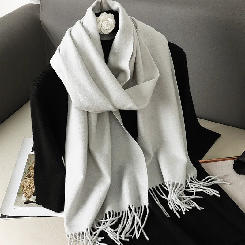 Bufanda de invierno lisa tacto cachemira