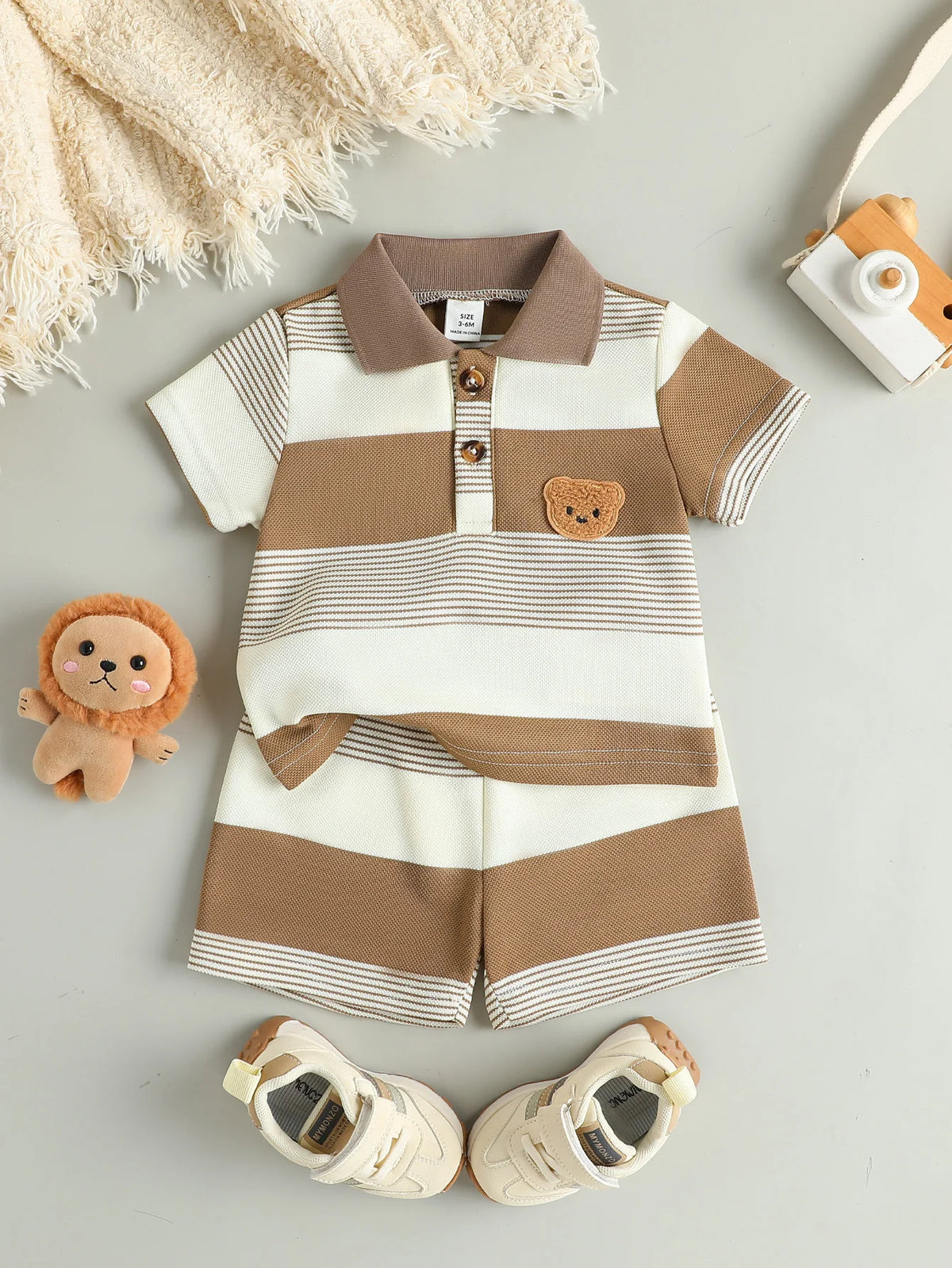 Conjunto bebé camiseta y short con osito
