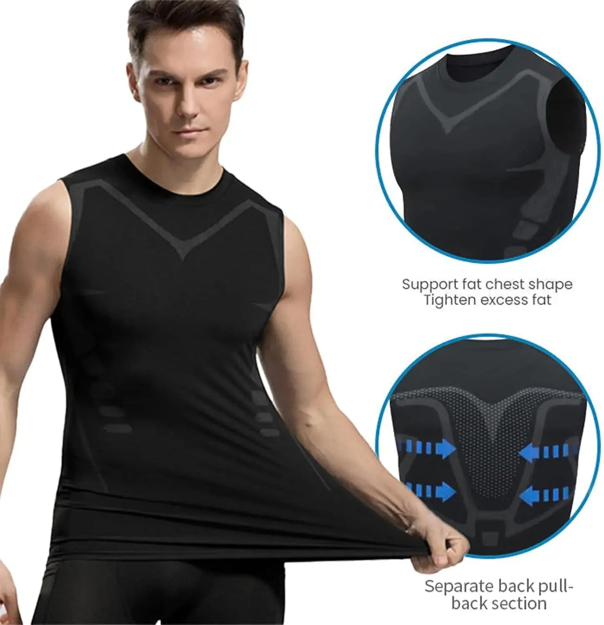 Camiseta de compresión sin mangas para hombre