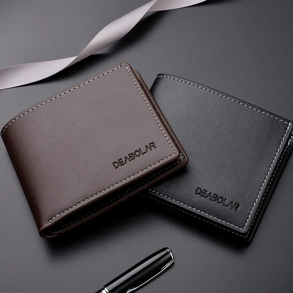 Cartera fina plegable de piel sintética para hombre