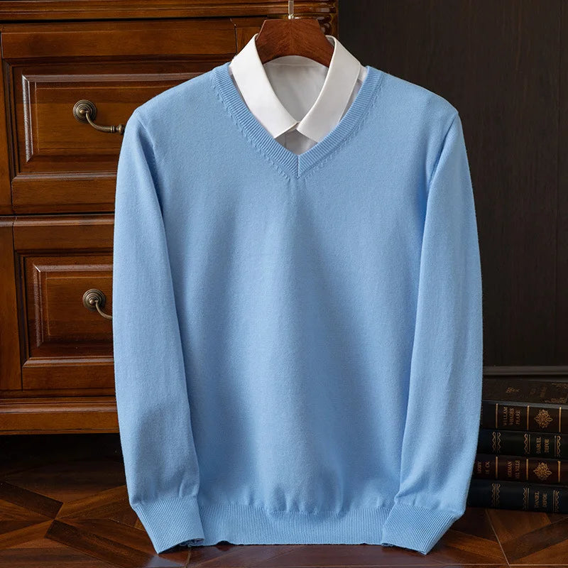 Jersey grueso de cuello pico para hombre