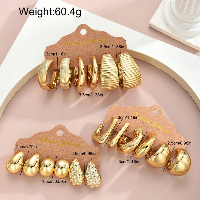 Set de pendientes de aro vintage (18 piezas)
