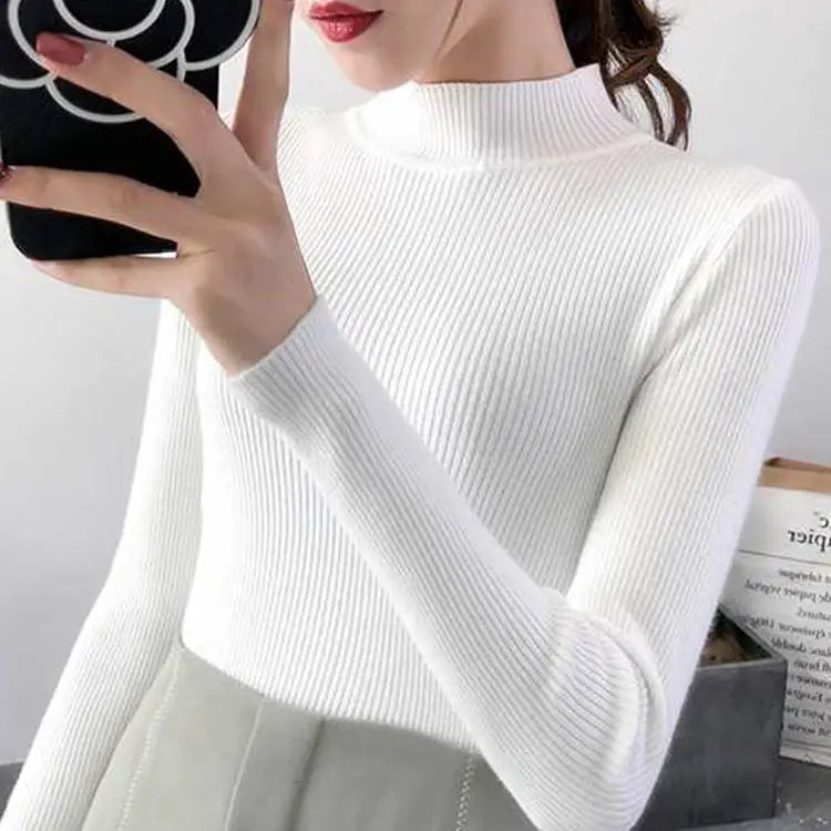 Jersey ajustado de cuello medio alto (talla única)