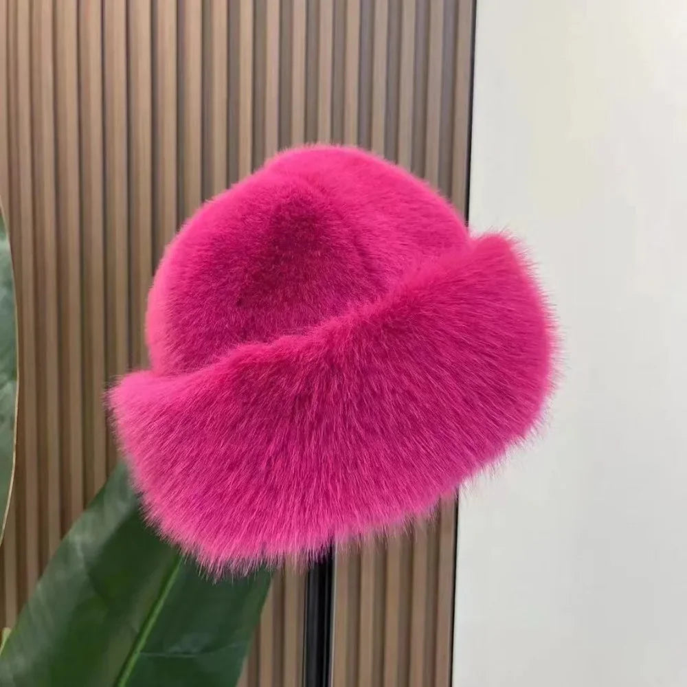 Gorro de pescador de pelo esponjoso para mujer