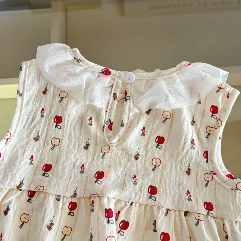 Conjunto infantil vestido sin mangas con flores (2 piezas)