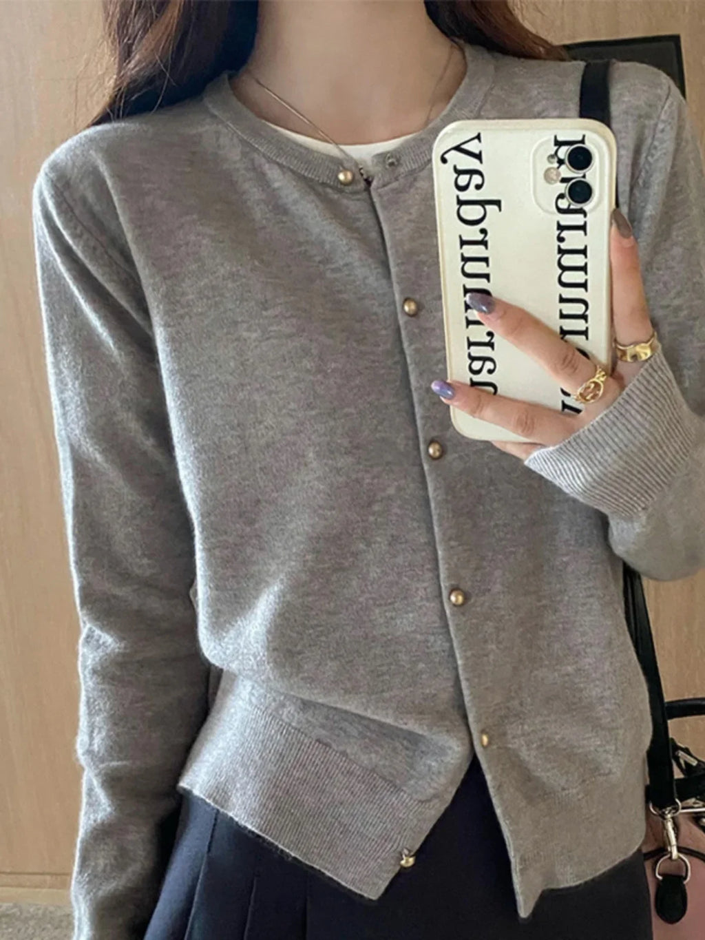 Cárdigan de punto liso con botones para mujer