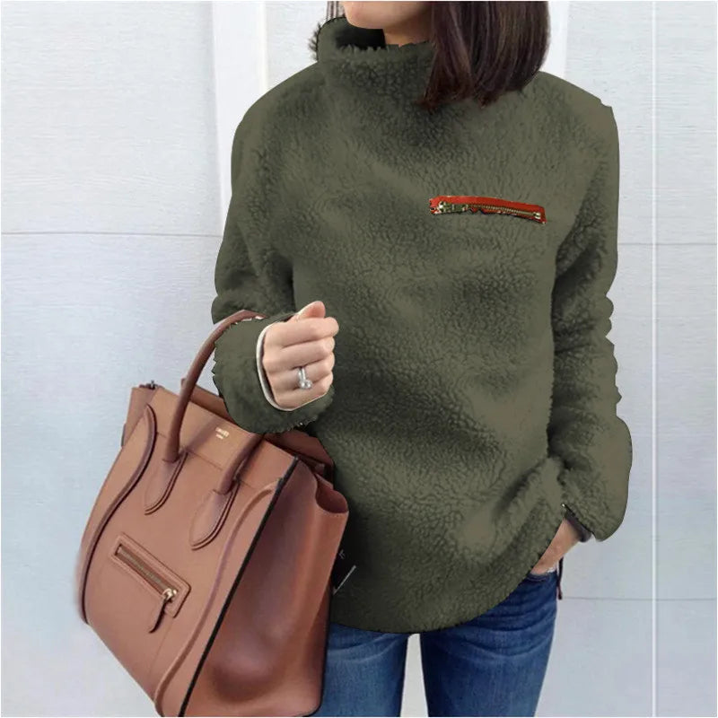 Jersey de cuello alto suave para mujer