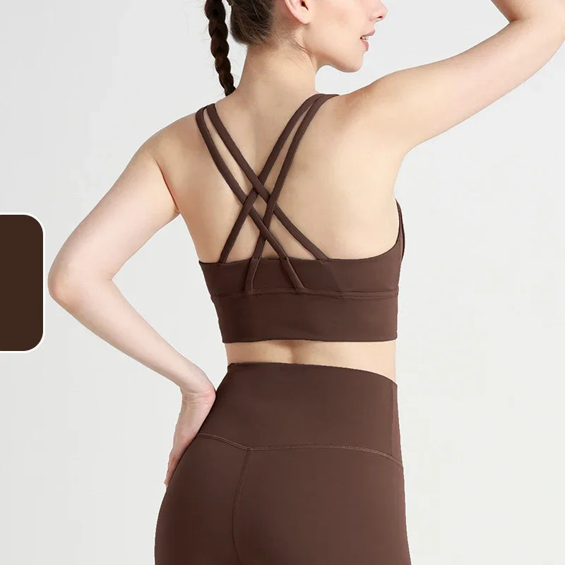 Top deportivo de espalda cruzada para mujer