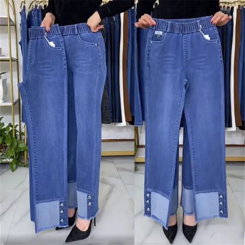 Vaqueros rectos con cintura elástica (hasta 5XL)