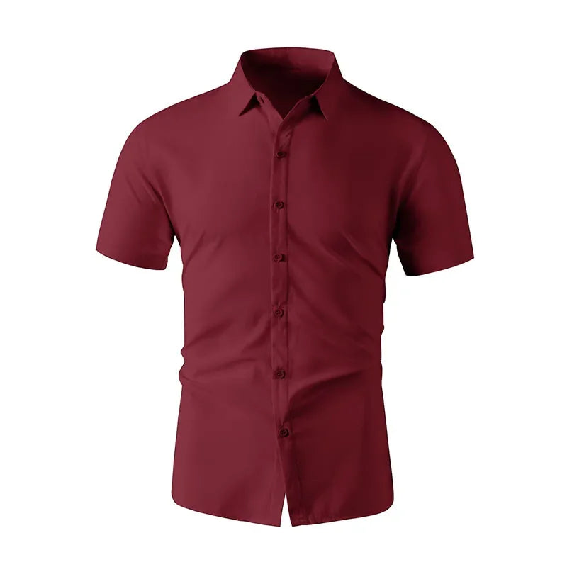 Camisa lisa de manga corta para hombre
