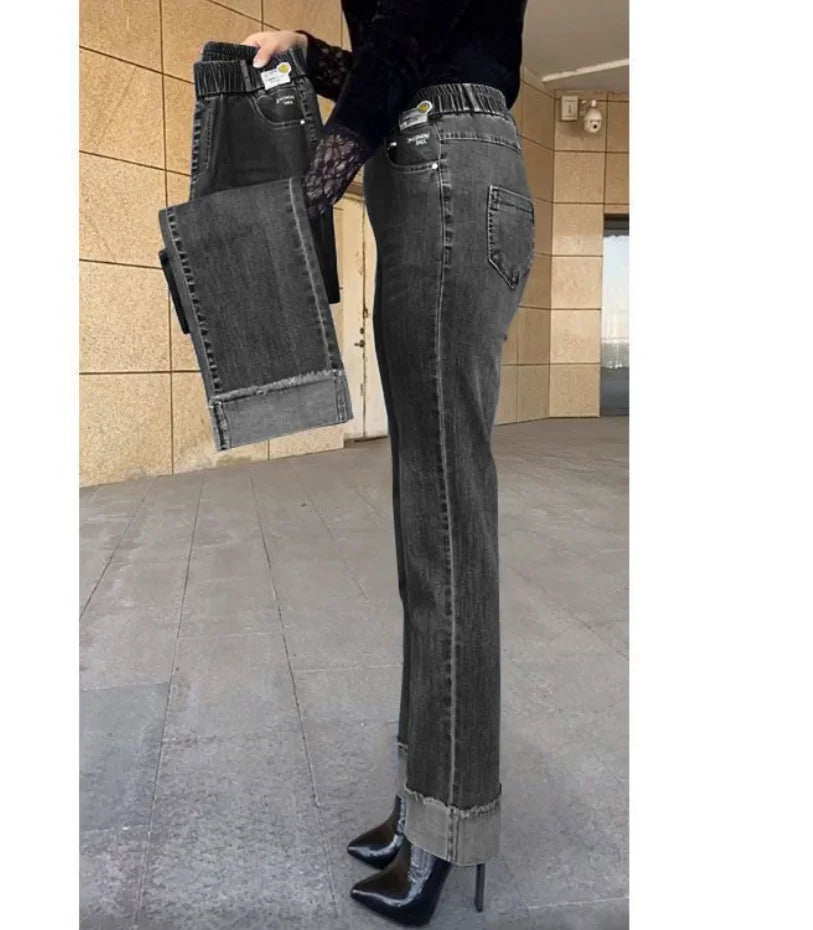 Vaqueros rectos con cintura elástica (hasta 5XL)