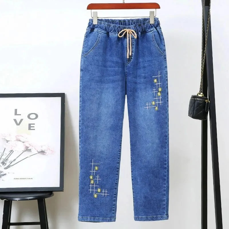 Vaqueros rectos con cintura elástica (hasta 5XL)
