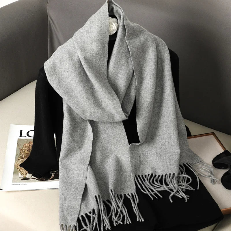 Bufanda de invierno lisa tacto cachemira
