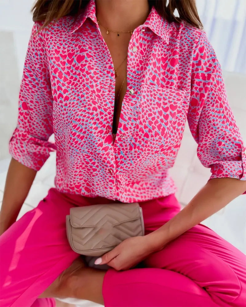 Blusa de rayas de manga larga estilo oficina