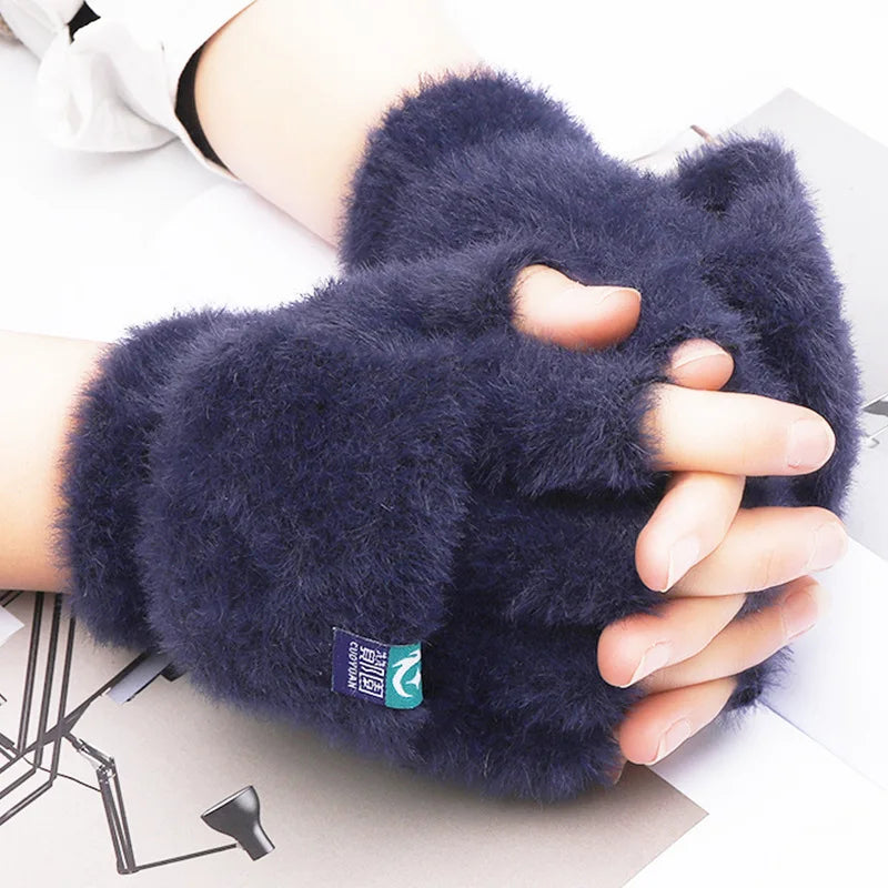 Guantes medio dedo tacto visón