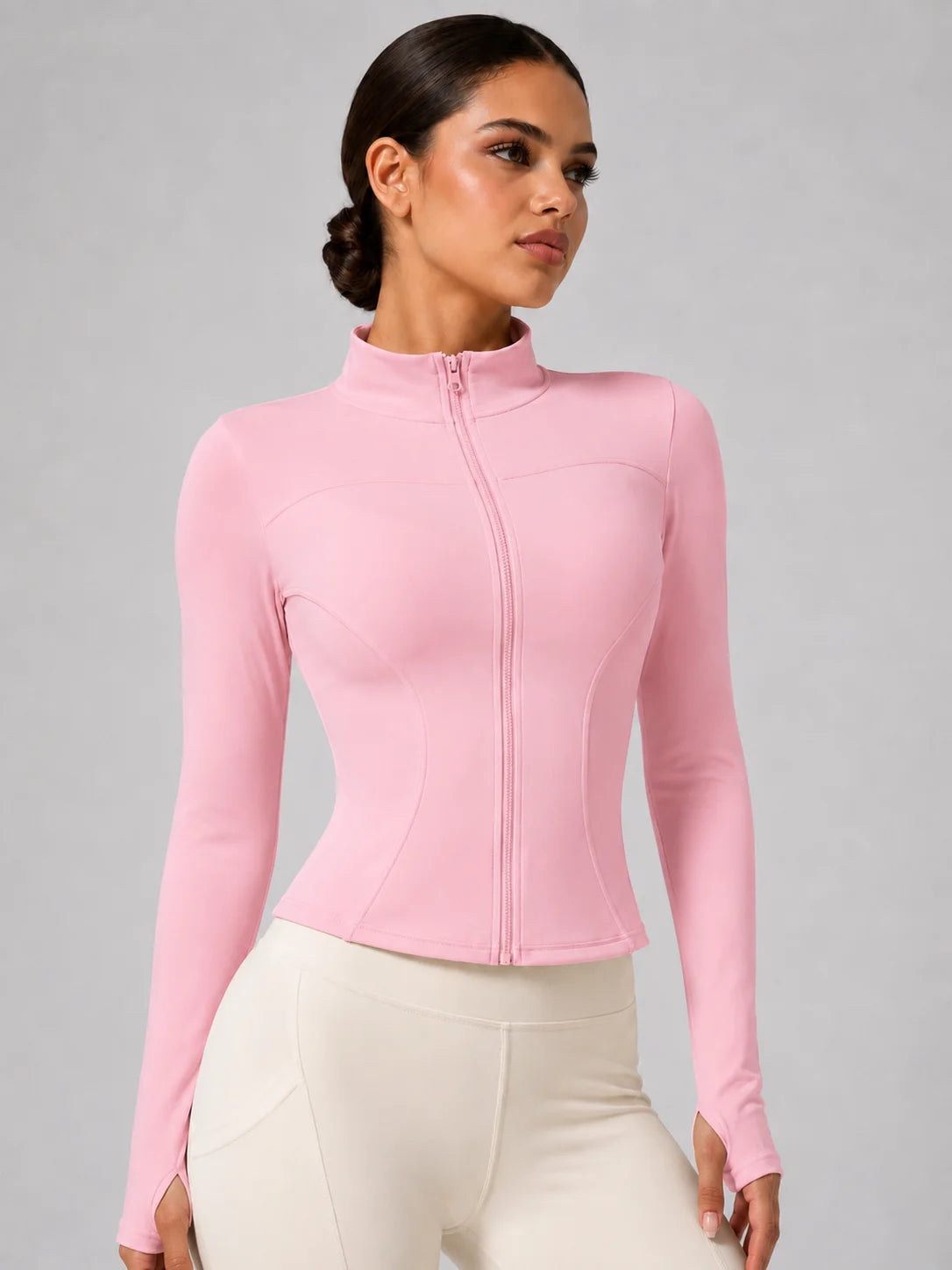 Chaqueta deportiva entallada con cremallera para mujer