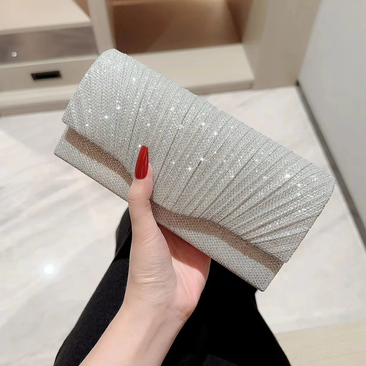Bolso de fiesta brillante tipo cartera