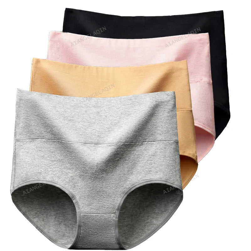 Pack de 4 bragas de cintura alta de algodón