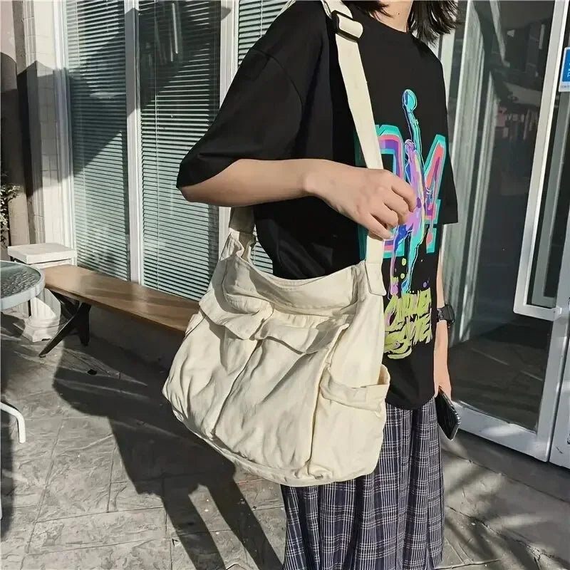 Bolso bandolera de lona de gran capacidad