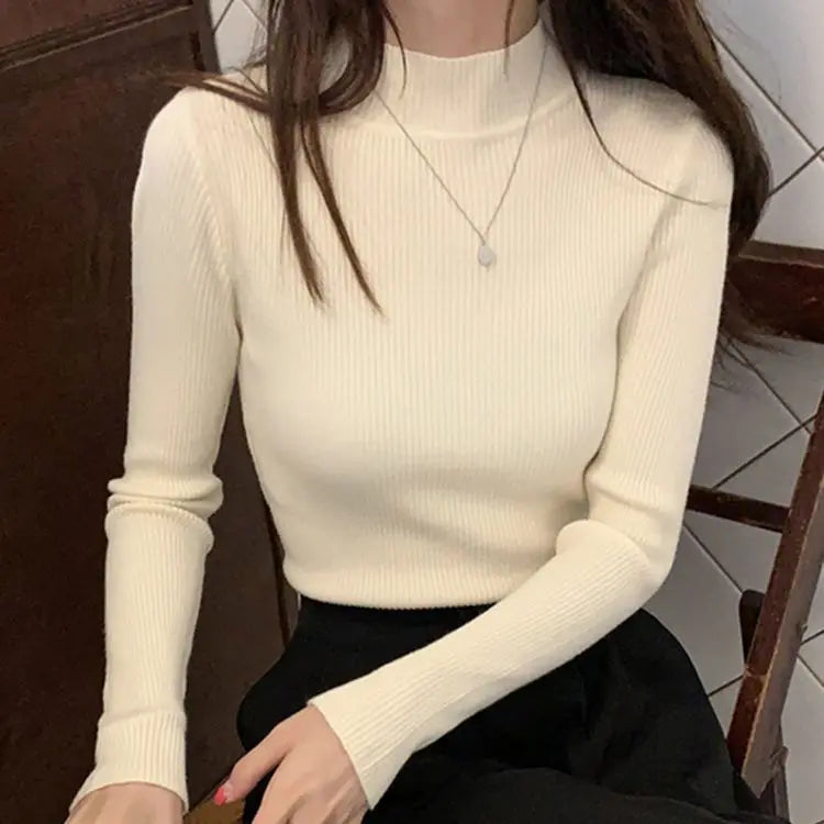 Jersey ajustado de cuello medio alto (talla única)
