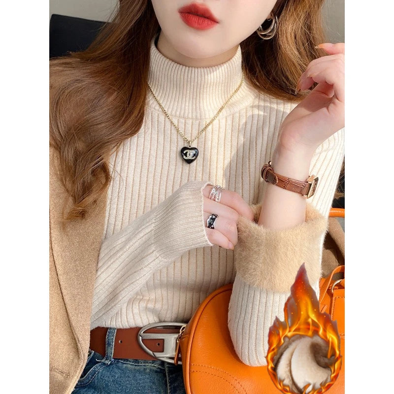 Jersey de cuello alto con forro afelpado (talla única)