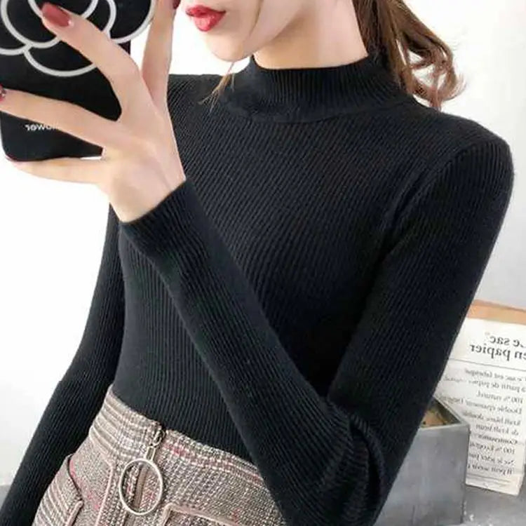 Jersey ajustado de cuello medio alto (talla única)
