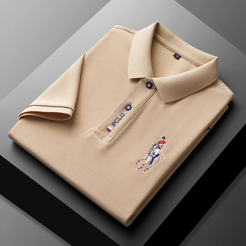 Polo bordado de manga corta para hombre