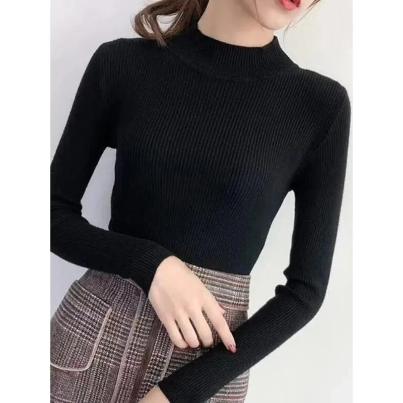 Jersey ajustado de cuello medio alto (talla única)