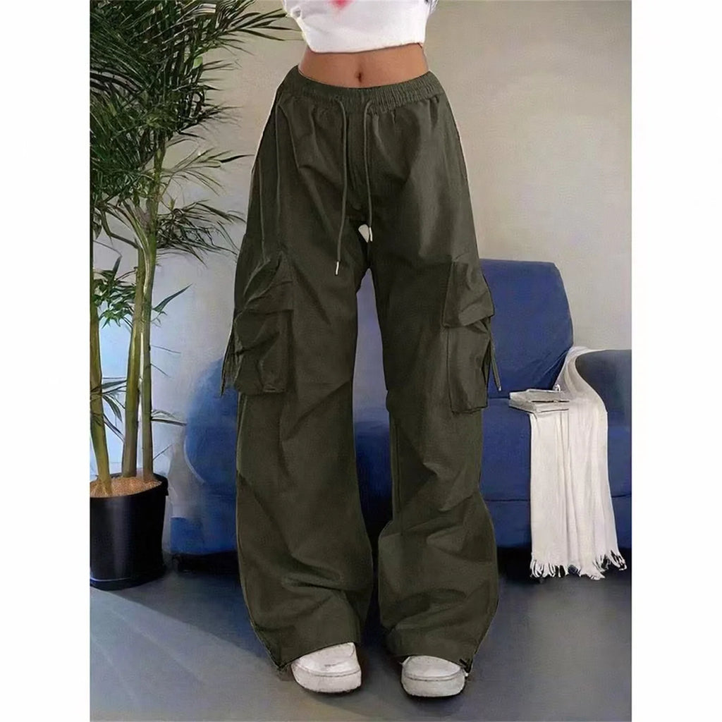 Pantalón vintage de cintura alta con bolsillos para mujer