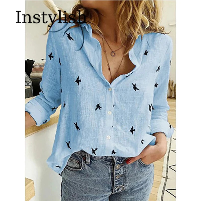 Camisa de algodón y lino con botones
