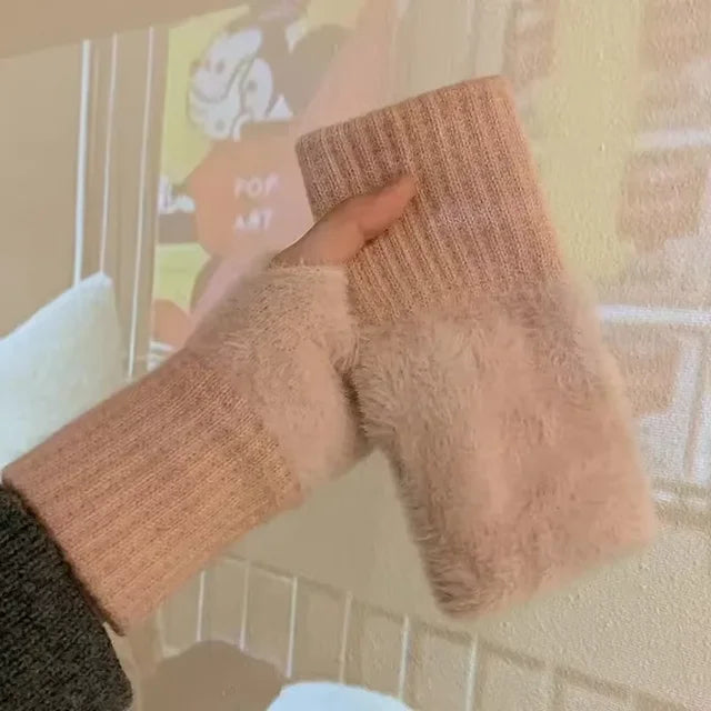 Guantes medio dedo tacto visón
