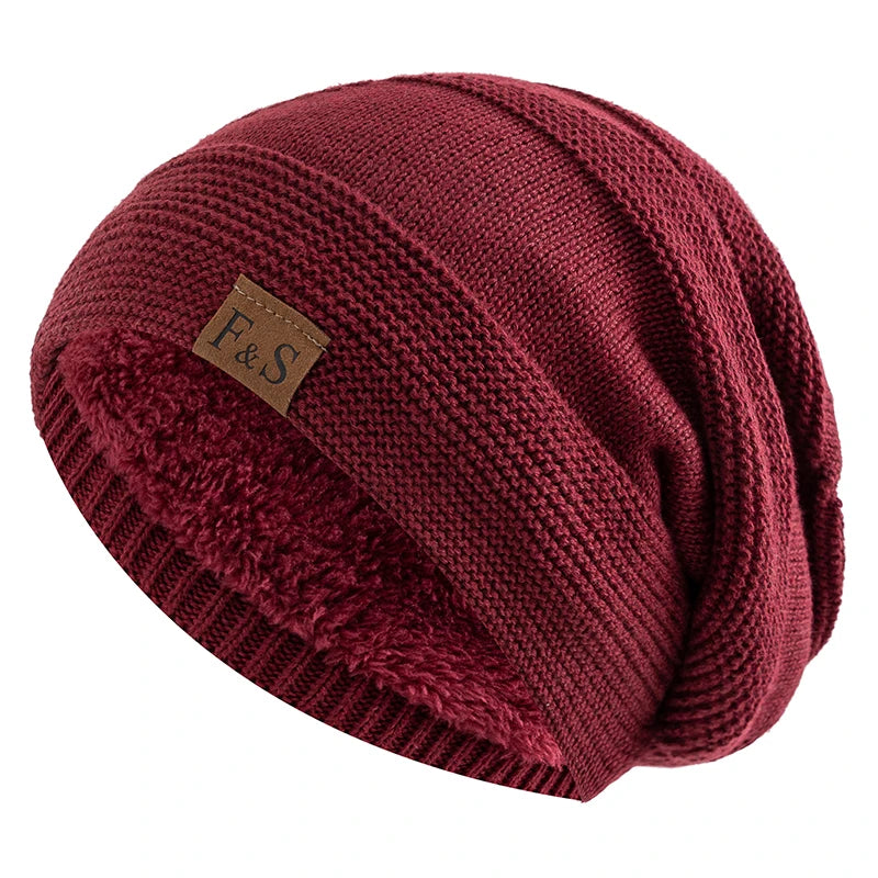 Gorro de punto holgado con forro de pelo