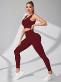 Conjunto deportivo mujer: leggings sin costuras y top cruzado