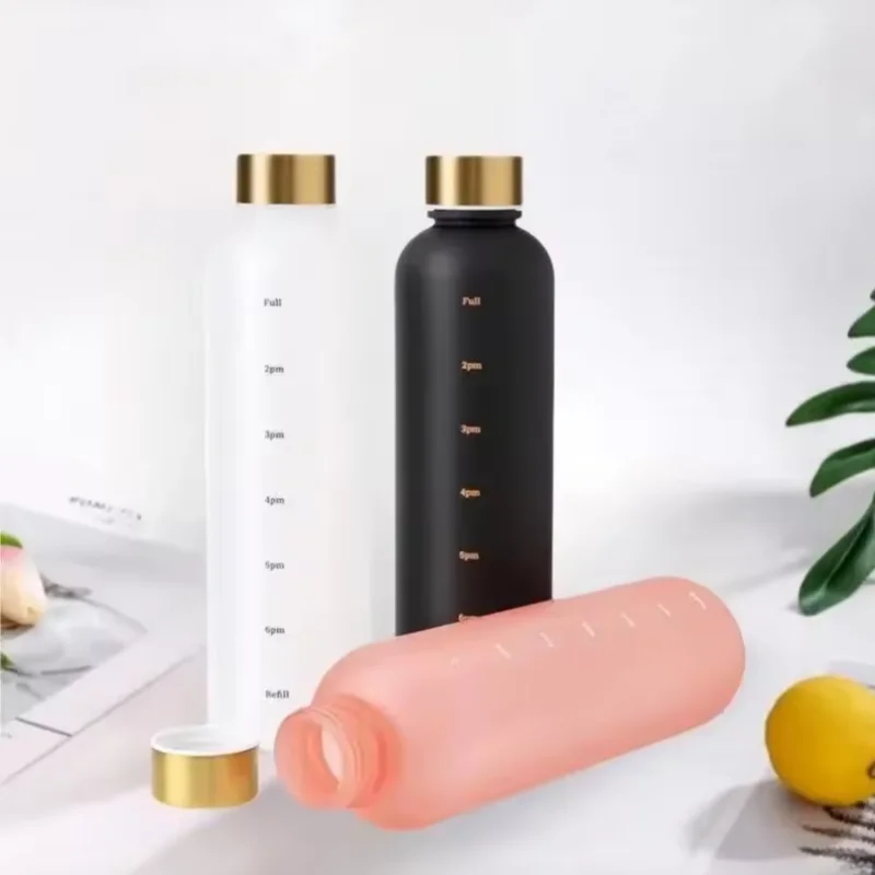 Botella motivacional de 1 litro con marcador de horas