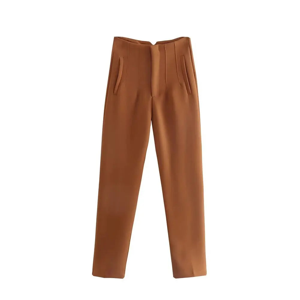 Pantalón de tiro alto básico en colores