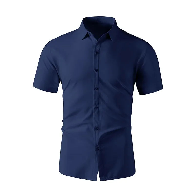 Camisa lisa de manga corta para hombre