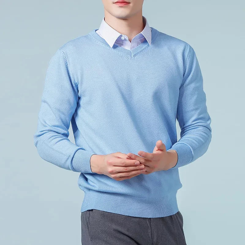 Jersey grueso de cuello pico para hombre