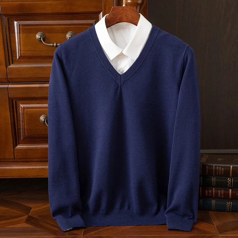 Jersey grueso de cuello pico para hombre