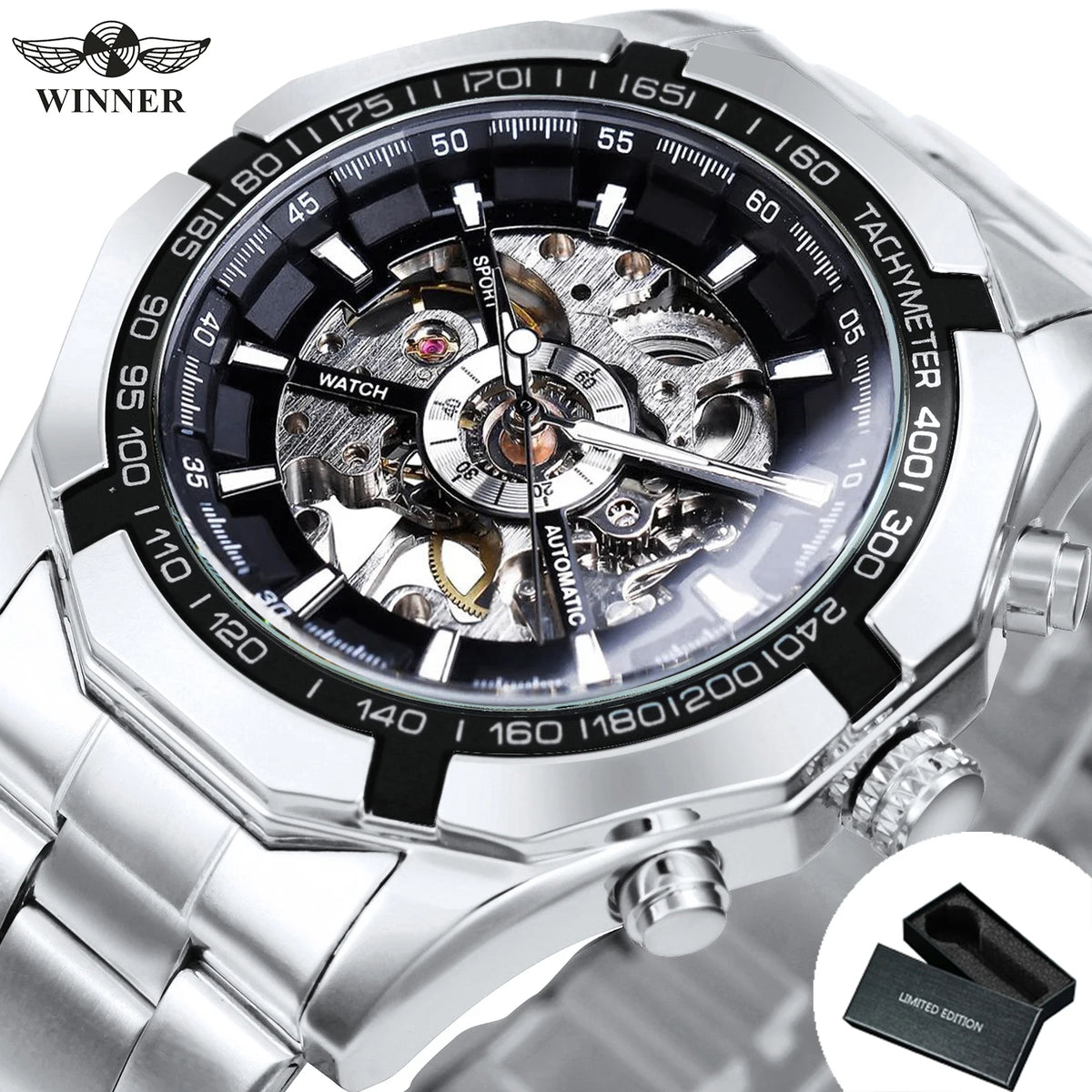 Reloj mecánico WINNER esqueleto clásico