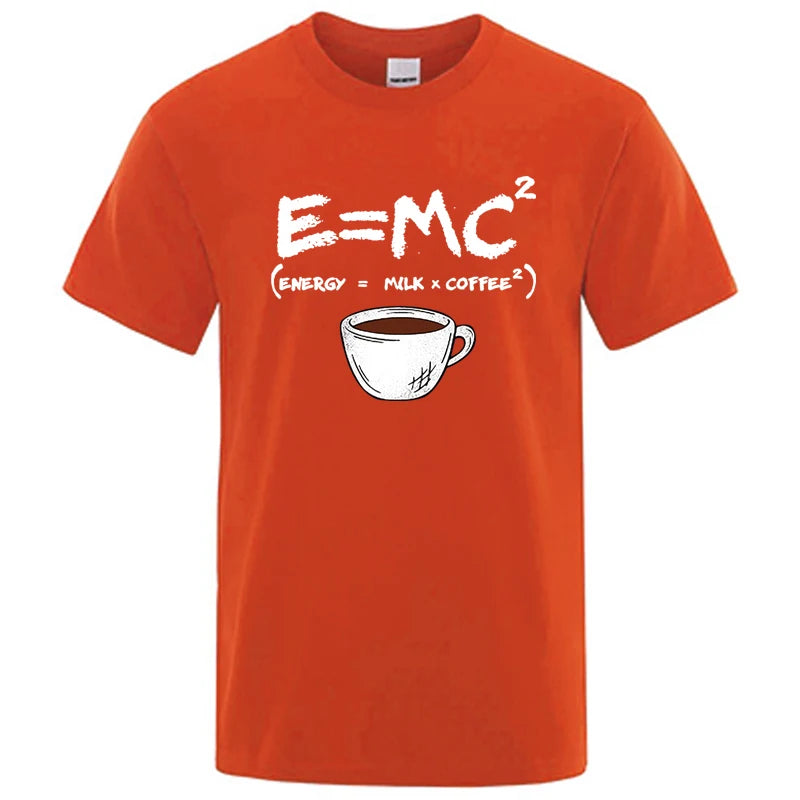 Camiseta divertida "Energy = Milk + Coffee" para hombre