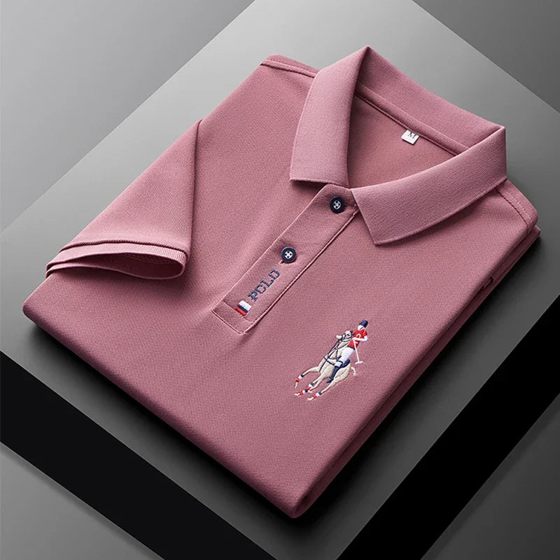 Polo bordado de manga corta para hombre