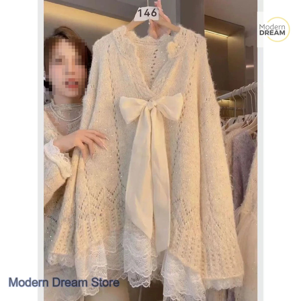 Jersey de punto holgado estilo francés para mujer (tallas grandes)