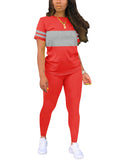 Conjunto casual de camiseta y pantalón bicolor
