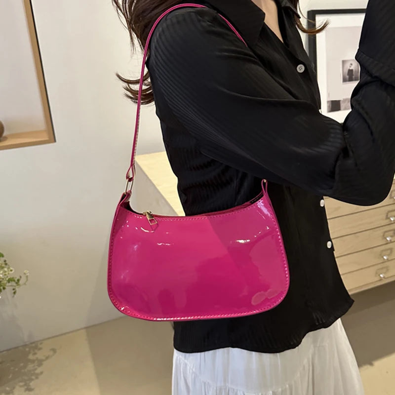 Bolso de hombro retro de piel sintética para mujer